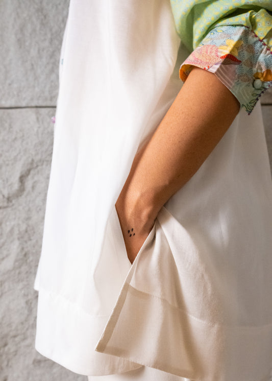 Isla Ivory Shirt with Printed Sleeves