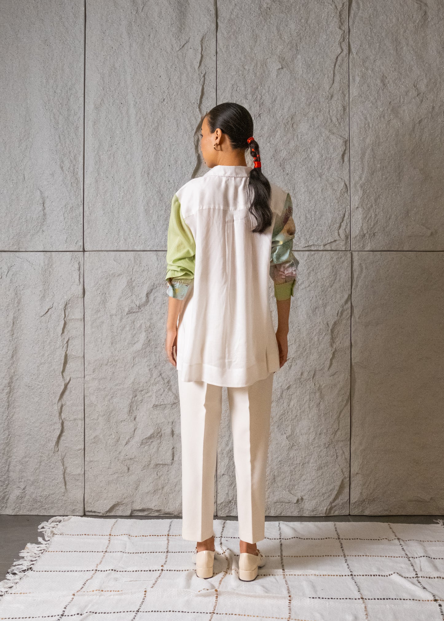 Isla Ivory Shirt with Printed Sleeves (RTS)