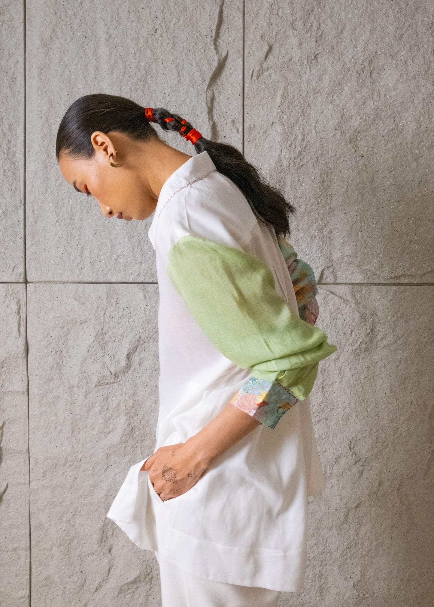 Isla Ivory Shirt with Printed Sleeves (RTS)