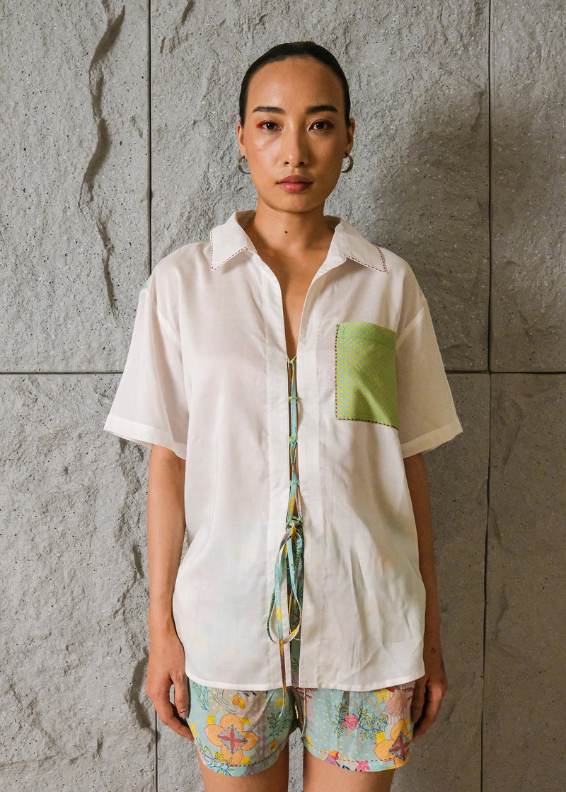 Beri Ivory & print Mix Shorts Set (RTS)