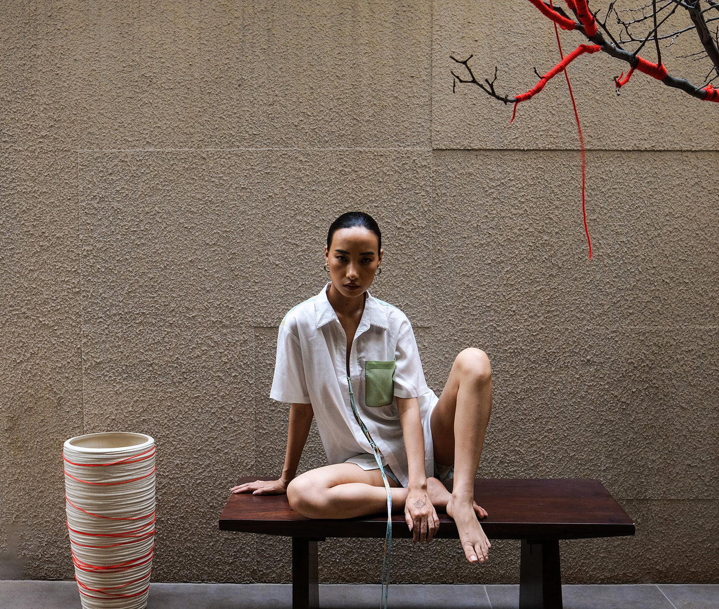 Beri Ivory & print Mix Shorts Set